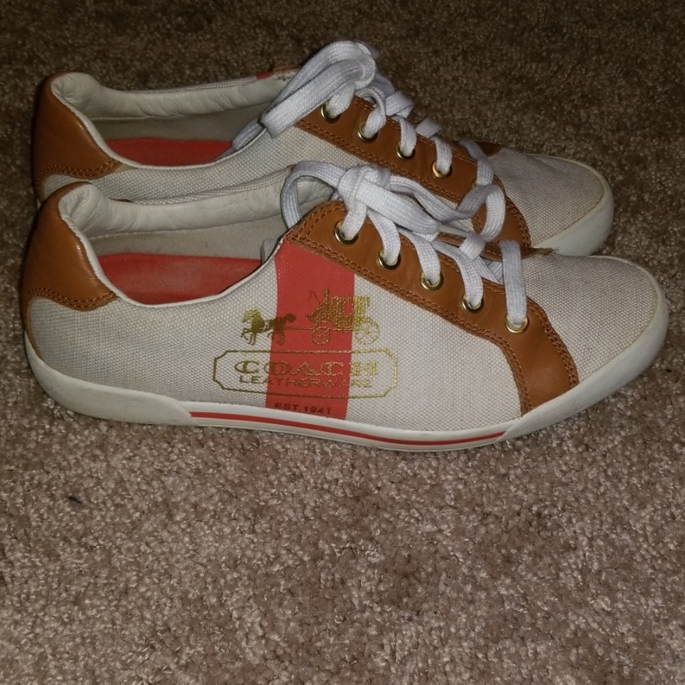 Vintage Tan and Brown Coach Tennis Shoes